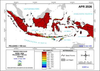 Prediksi Curah Hujan Bulanan Probabilistik di Atas 100 mm
