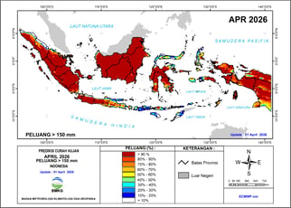 Prediksi Curah Hujan Bulanan Probabilistik di Atas 150 mm