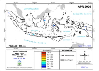 Prediksi Curah Hujan Bulanan Probabilistik di Atas 500 mm