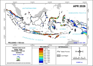 Prediksi Curah Hujan Bulanan Probabilistik di Bawah 150 mm