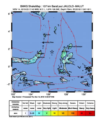 Peta guncangan gempa bumi