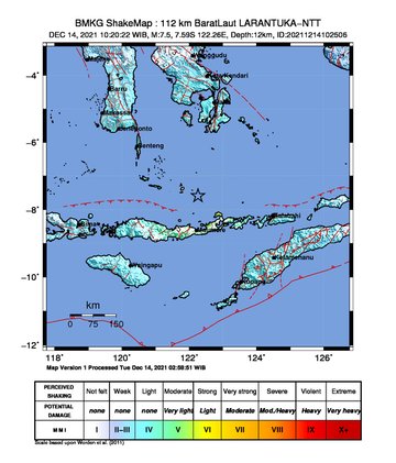 Peta guncangan gempa bumi