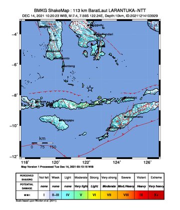 Peta guncangan gempa bumi