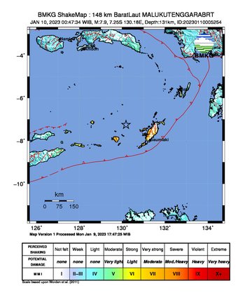 Peta guncangan gempa bumi