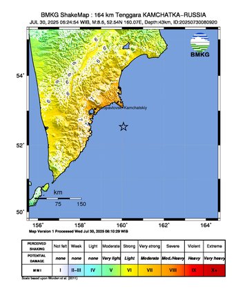 Peta guncangan gempa bumi