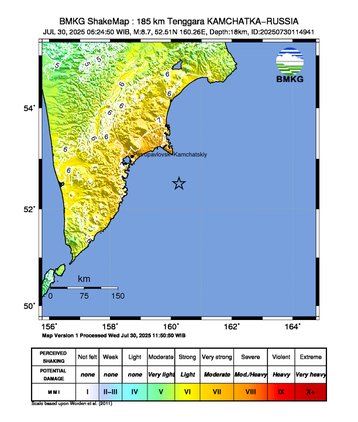 Peta guncangan gempa bumi