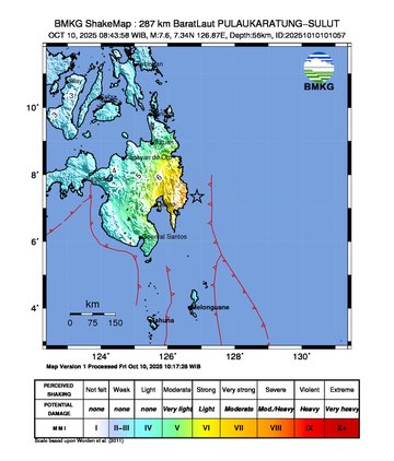 Peta guncangan gempa bumi