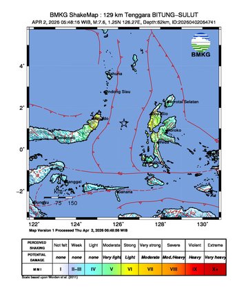 Peta guncangan gempa bumi