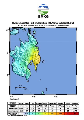 Peta guncangan gempa bumi