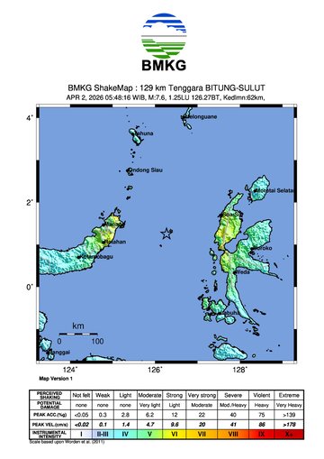 Peta guncangan gempa bumi